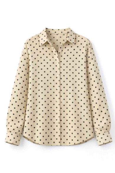 CAMISA ESTAMPADO LUNARES MANGA LARGA CON BOTONES VARIOS COLORES DD-1D2116