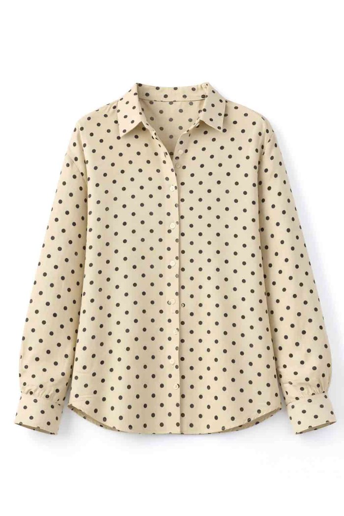 CAMISA ESTAMPADO LUNARES MANGA LARGA CON BOTONES VARIOS COLORES DD-1D2116