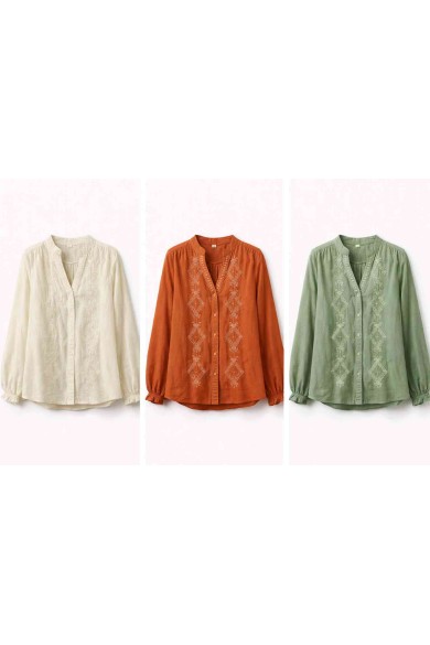 BLUSA BORDADA ESTILO BOHEMIO MANGA LARGA VARIOS COLORES DD-1D2101