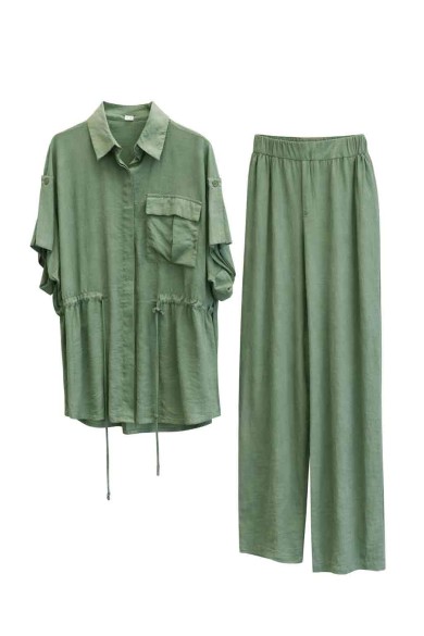 CONJUNTO CAMISA PANTALÓN FLUIDO ESTILO RELAJADO VARIOS COLORES FBZMR1945AB