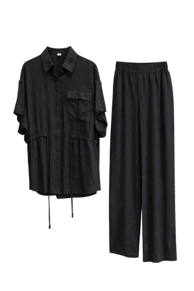 CONJUNTO CAMISA PANTALÓN FLUIDO ESTILO RELAJADO VARIOS COLORES FBZMR22167AB