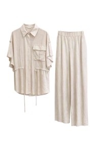 CONJUNTO CAMISA PANTALÓN FLUIDO ESTILO RELAJADO VARIOS COLORES FBZMR21947AB