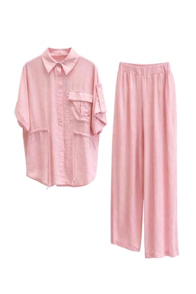 CONJUNTO CAMISA PANTALÓN FLUIDO ESTILO RELAJADO VARIOS COLORES FBZMR2246AB