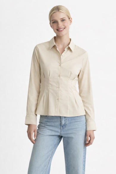 CAMISA ENTALLADA MANGA LARGA CORTE ELEGANTE DBT-X6165