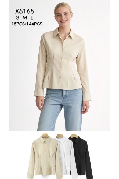 CAMISA ENTALLADA MANGA LARGA CORTE ELEGANTE DBT-X6165