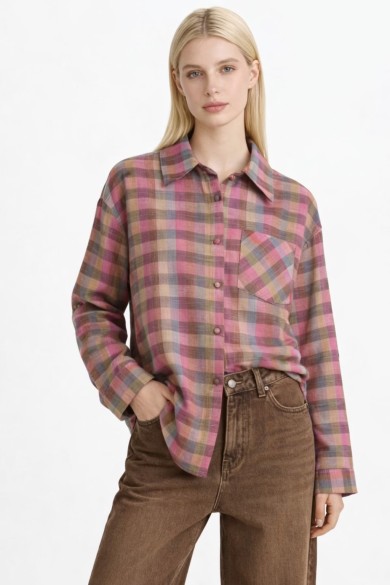 CAMISA CUADROS ALGODÓN MANGA LARGA DBT-X706