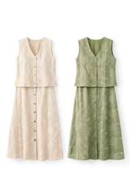 CONJUNTO 2 PIEZAS CHALECO FALDA MIDI BORDADO DD-1D2124