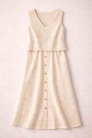 CONJUNTO 2 PIEZAS CHALECO FALDA MIDI BORDADO DD-1D2124