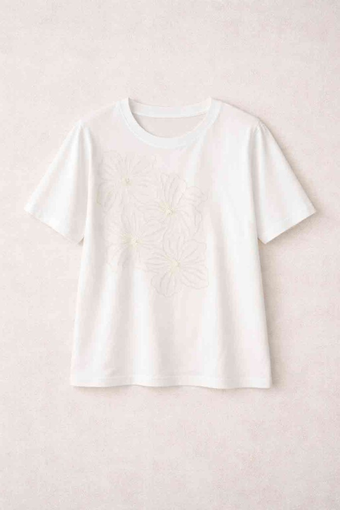 CAMISETA ESTAMPADO FLORAL MANGA CORTA CUELLO REDONDO DD-1D2110
