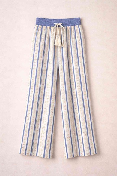 PANTALÓN ESTAMPADO CINTURA ELÁSTICA CORTE RECTO DD-1D1968