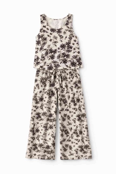 CONJUNTO ESTAMPADO FLORAL TOP SIN MANGAS Y PANTALÓN PALAZZO DD-G10035