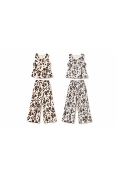 CONJUNTO ESTAMPADO FLORAL TOP SIN MANGAS Y PANTALÓN PALAZZO DD-G10035