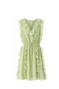 VESTIDO CORTO CON VOLANTES Y ESCOTE EN V VARIOS COLORES DBT-M2610