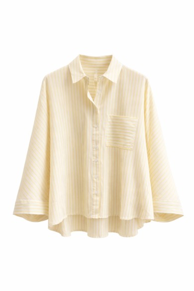 CAMISA OVERSIZE DE RAYAS MANGA AMPLIA COLOR AMARILLA FBZHY-2601