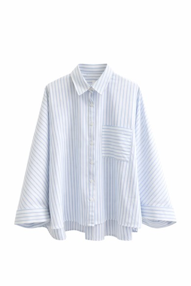 CAMISA OVERSIZE DE RAYAS MANGA AMPLIA COLOR AZUL FBZHY-2602