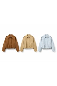 CHAQUETA CORTA EFECTO ANTE CON CUELLO CONTRASTE ESTILO CASUAL TY-M9288