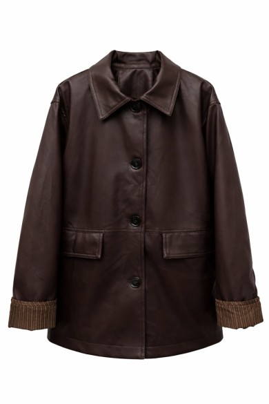 CHAQUETA EFECTO PIEL CON BOTONES ESTILO CASUAL VARIOS COLORES TY-M9232-1