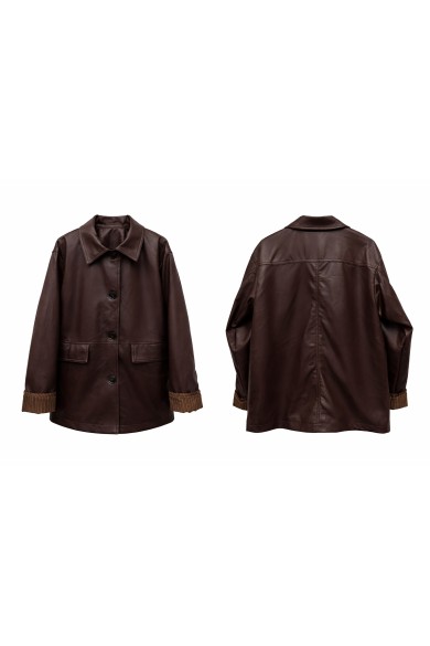 CHAQUETA EFECTO PIEL CON BOTONES ESTILO CASUAL VARIOS COLORES TY-M9232-1