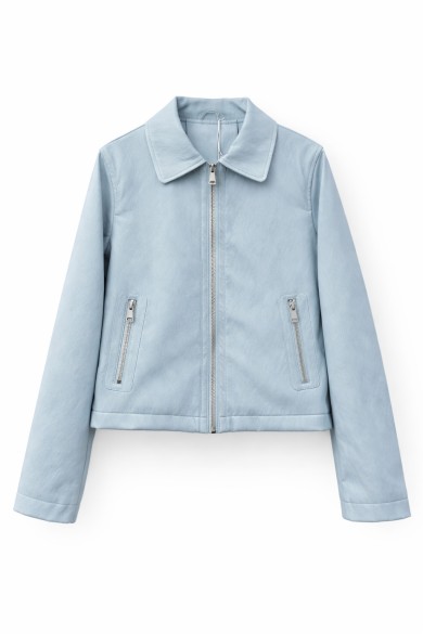 CHAQUETA EFECTO PIEL CON CREMALLERA ESTILO CASUAL VARIOS COLORES TY-M9215