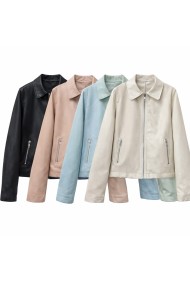 CHAQUETA EFECTO PIEL CON CREMALLERA ESTILO CASUAL VARIOS COLORES TY-M9215