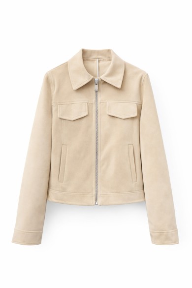 CHAQUETA EFECTO ANTE CON CREMALLERA Y BOLSILLOS VARIOS COLORES TY-M9109