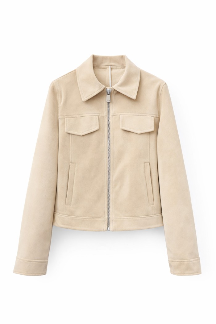 CHAQUETA EFECTO ANTE CON CREMALLERA Y BOLSILLOS VARIOS COLORES TY-M9109