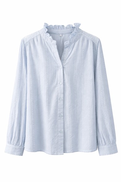 BLUSA CUELLO VOLANTES EFECTO JACQUARD MANGA LARGA VARIOS COLORES TY-M9252