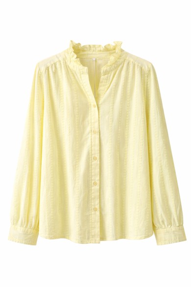 BLUSA CUELLO VOLANTES EFECTO JACQUARD MANGA LARGA VARIOS COLORES TY-M9252