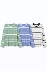 CAMISETA DE RAYAS MANGA LARGA CUELLO REDONDO VARIOS COLORES TY-K1833