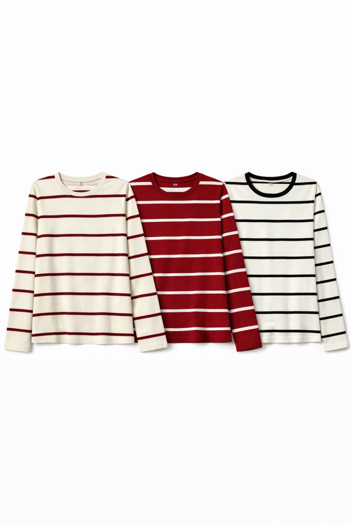CAMISETA DE RAYAS MANGA LARGA CUELLO REDONDO VARIOS COLORES TY-K1831