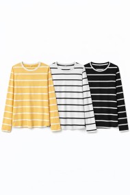 CAMISETA DE RAYAS MANGA LARGA CUELLO REDONDO VARIOS COLORES TY-K1829