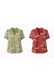 BLUSA MUJER ESTAMPADO HOJAS MANGA CORTA VARIOS COLORES DD-1D2108