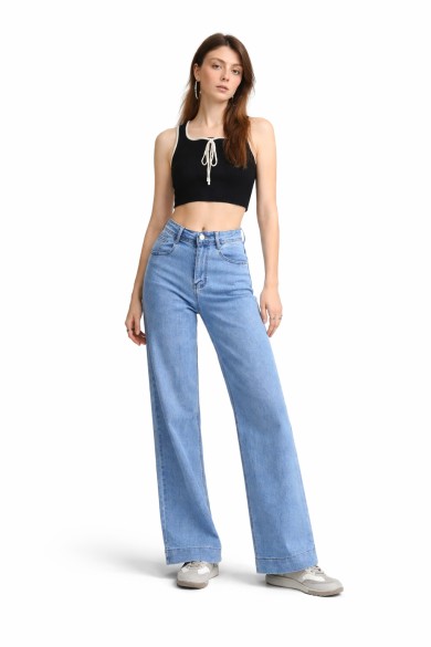 PANTALON VAQUERO MUJER CORTE RECTO ANCHO FBZL6288