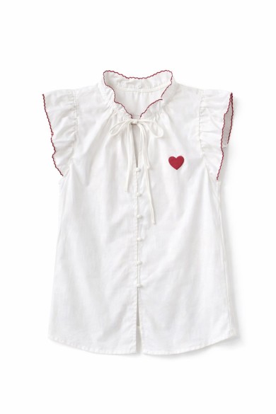 BLUSA MUJER SIN MANGAS CON VOLANTES Y DETALLE CORAZON DBT-X5995