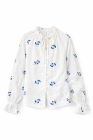 BLUSA MUJER ALGODON BORDADO FLORAL CUELLO FRUNCIDO DBT-X726