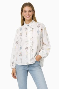 BLUSA MUJER ESTAMPADO FLORAL CON VOLANTE MANGA LARGA DBT-X6306