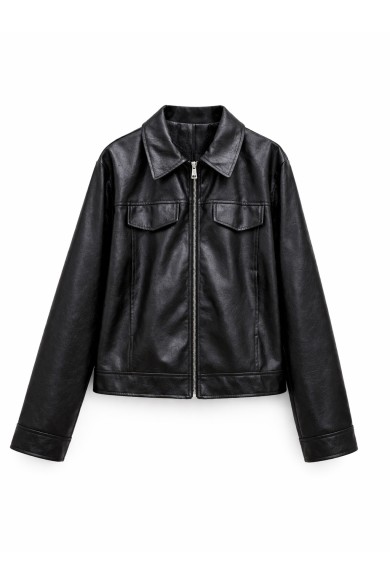 CHAQUETA CORTA TIPO POLIPIEL CON CREMALLERA Y BOLSILLOS MUJER VARIOS COLORES TY-M9290