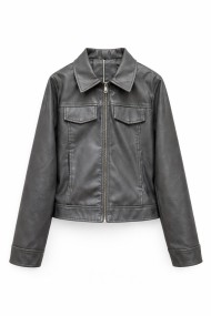 CHAQUETA CORTA TIPO POLIPIEL CON CREMALLERA Y BOLSILLOS MUJER VARIOS COLORES TY-M9290
