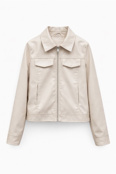 CHAQUETA CORTA TIPO POLIPIEL CON CREMALLERA Y BOLSILLOS MUJER VARIOS COLORES TY-M9290