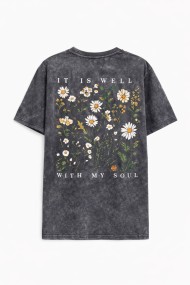 CAMISETA MUJER ESTAMPADO FLORES VINTAGE MANGA CORTA VARIOS COLORES TY-K1835