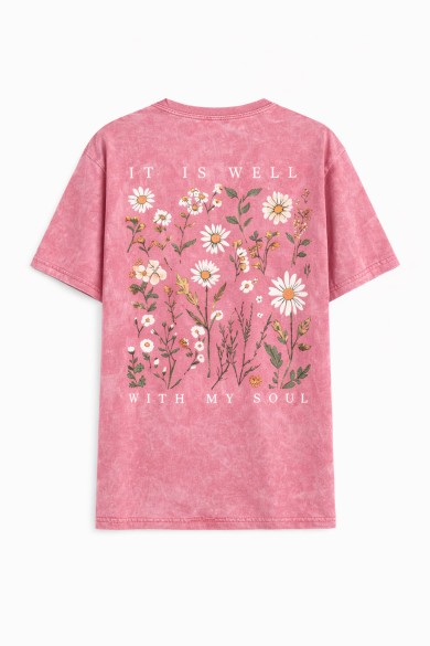 CAMISETA MUJER ESTAMPADO FLORES VINTAGE MANGA CORTA VARIOS COLORES TY-K1835