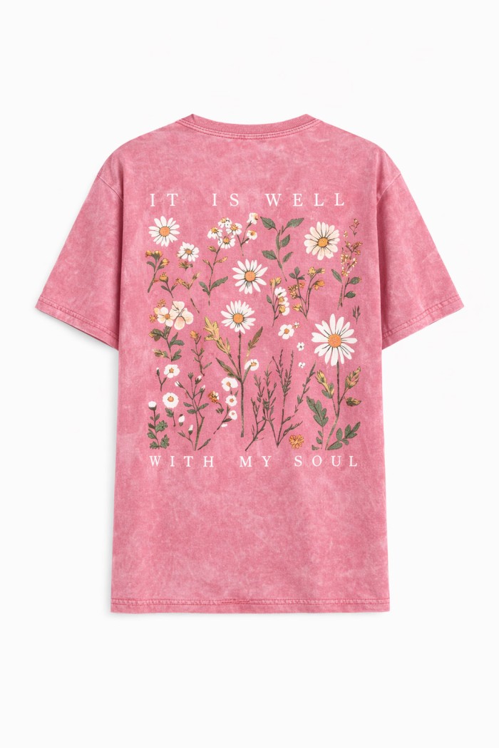 CAMISETA MUJER ESTAMPADO FLORES VINTAGE MANGA CORTA VARIOS COLORES TY-K1835