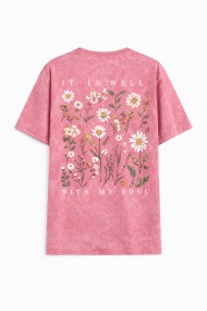 CAMISETA MUJER ESTAMPADO FLORES VINTAGE MANGA CORTA VARIOS COLORES TY-K1835