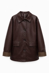 CHAQUETA LARGA MUJER TIPO POLIPIEL CON BOTONES ESTILO ELEGANTE VARIOS COLORES TY-M9232-1