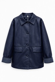CHAQUETA LARGA MUJER TIPO POLIPIEL CON BOTONES ESTILO ELEGANTE VARIOS COLORES TY-M9232-1