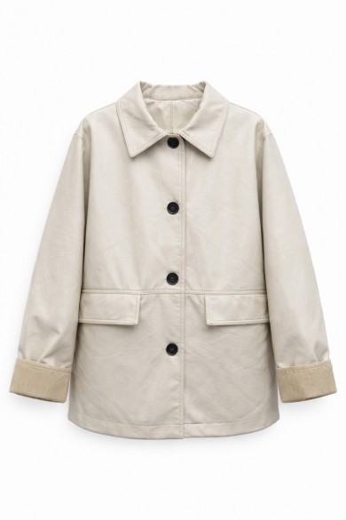 CHAQUETA LARGA MUJER TIPO POLIPIEL CON BOTONES ESTILO ELEGANTE VARIOS COLORES TY-M9232-1