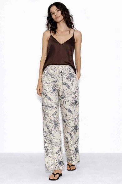 PANTALÓN MUJER ANCHO ESTAMPADO FLORES CINTURA ELÁSTICA VERANO CASUAL VARIOS COLORES TY-H2516