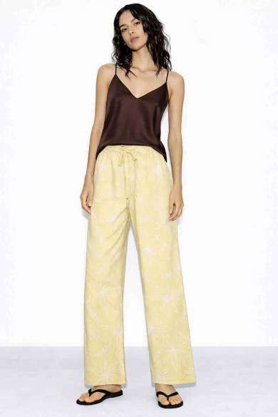 PANTALÓN MUJER ANCHO ESTAMPADO FLORES CINTURA ELÁSTICA VERANO CASUAL VARIOS COLORES TY-H2516