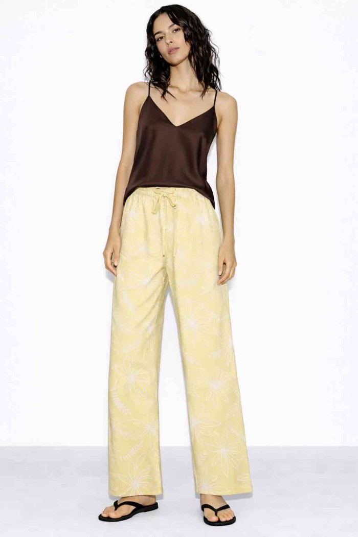 PANTALÓN MUJER ANCHO ESTAMPADO FLORES CINTURA ELÁSTICA VERANO CASUAL VARIOS COLORES TY-H2516