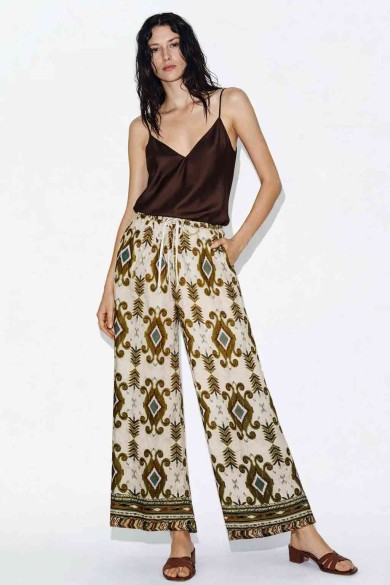PANTALÓN MUJER ANCHO ESTILO BOHO ESTAMPADO ÉTNICO CINTURA ELÁSTICA VERANO VARIOS COLORES TY-H2509